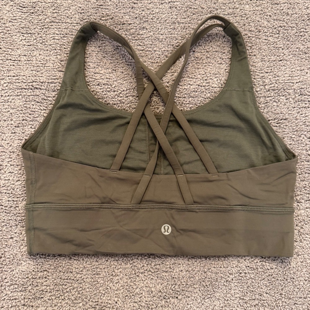 Lululemon Olive Strappy Back Longline Sports Bra Athleisure Yoga Estimated Sz 6